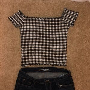 Blank and White gingham Crop top.